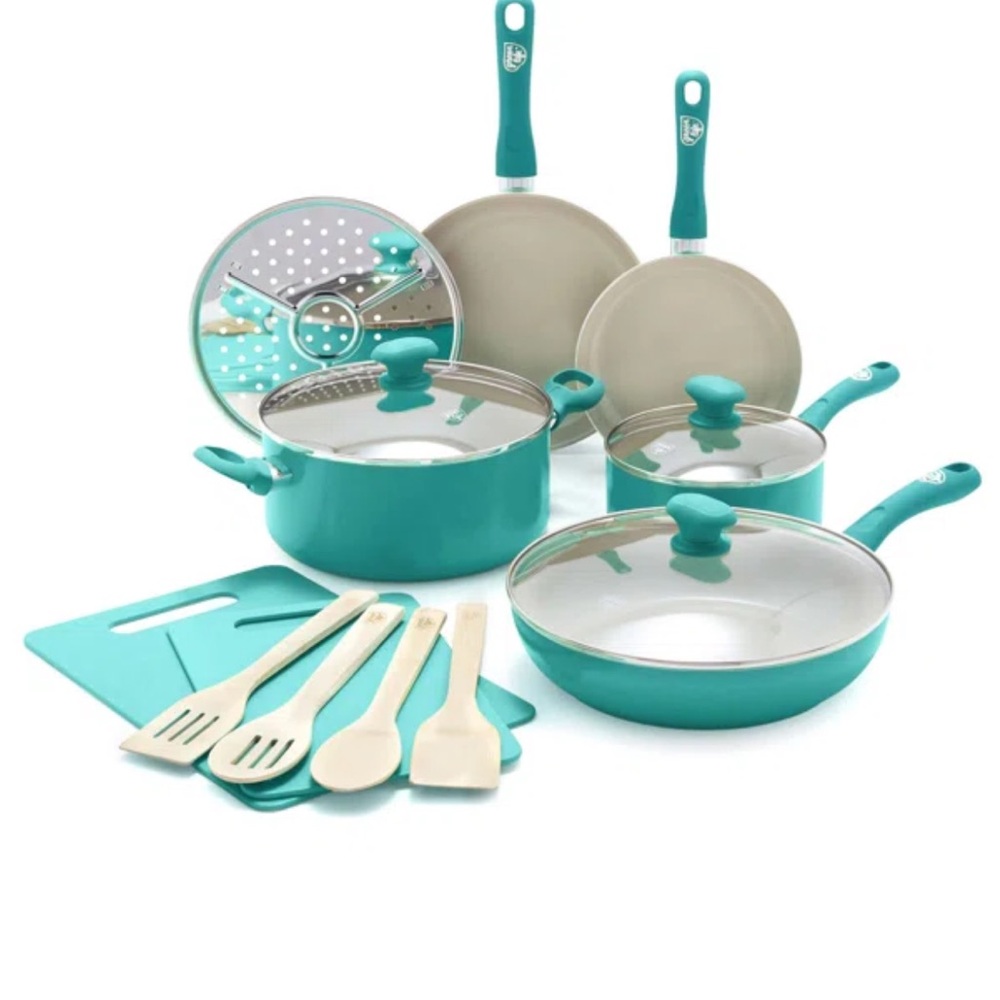 BRAND NEW GreenLife Sandstone Healthy Ceramic Nonstick 15 Piece Cookware Set